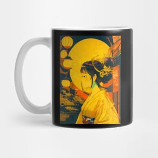 Yellow neon Japanese girl Mug